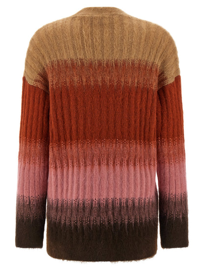 Cardigan by Fendi for women in mohair wool & polyamide multicolor & patterned features an crisp silhouette, showcasing a sophisticated v-neck neckline and detail for a truly crisp finish.