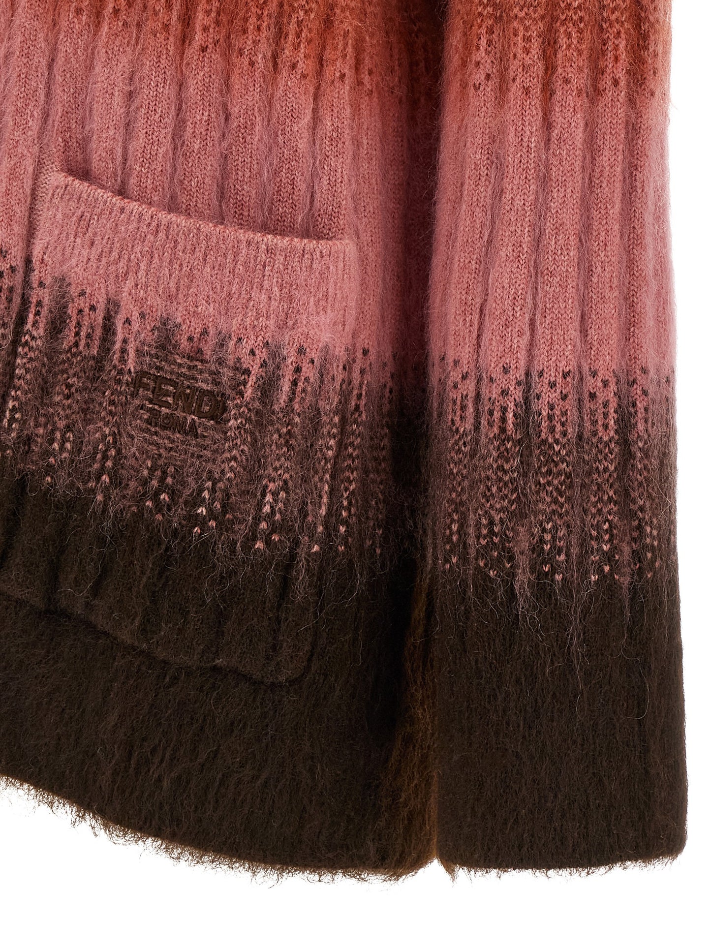 Cardigan by Fendi for women in mohair wool & polyamide multicolor & patterned features a nuanced silhouette with a refined and nuanced detailing for a sophisticated look.