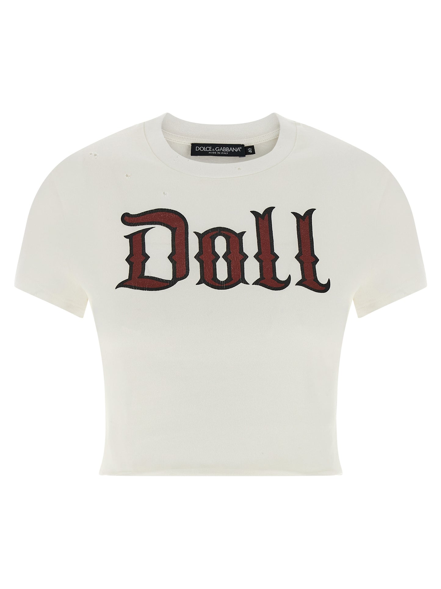 T-Shirt by Dolce & Gabbana for women in cotton white & print features a plush silhouette, showcasing a sophisticated crew neckline and short-sleeve for a truly plush finish.