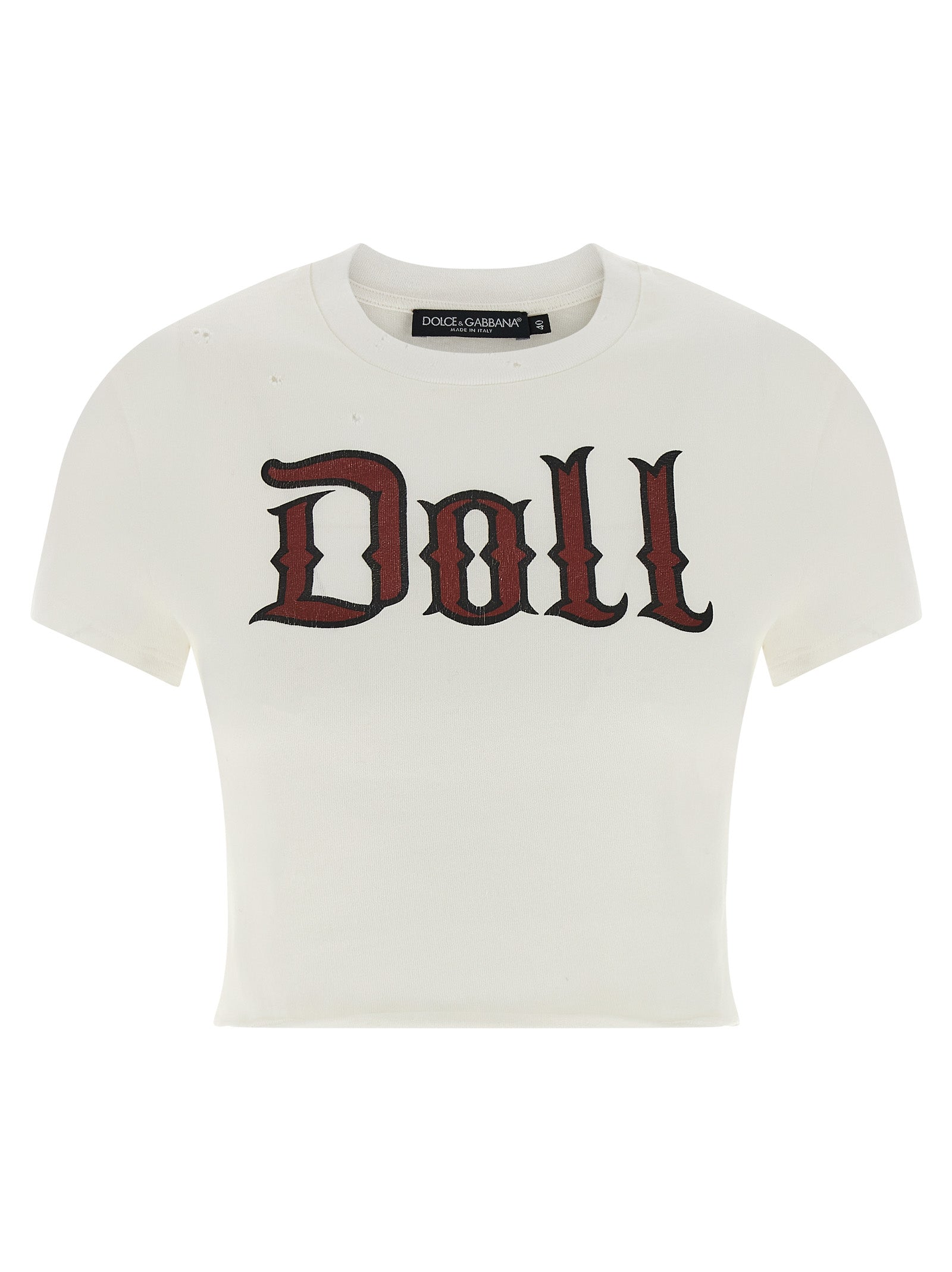 T-Shirt by Dolce & Gabbana for women in cotton white & print features a plush silhouette, showcasing a sophisticated crew neckline and short-sleeve for a truly plush finish.