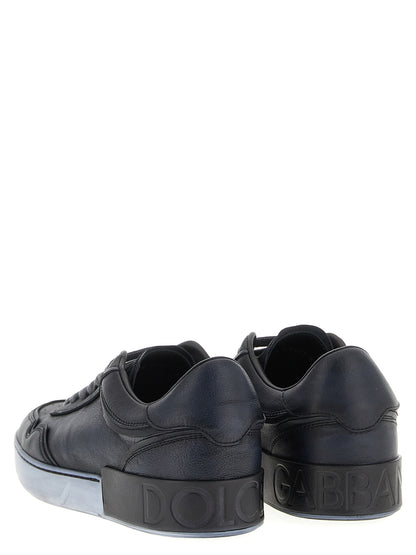 Sneakers by Dolce & Gabbana for men in tu calf & lamb leather black features a chic design, perfectly showcasing the chic low-top style of this Men's Low Top TU Calf & Lamb Leather Sneakers.