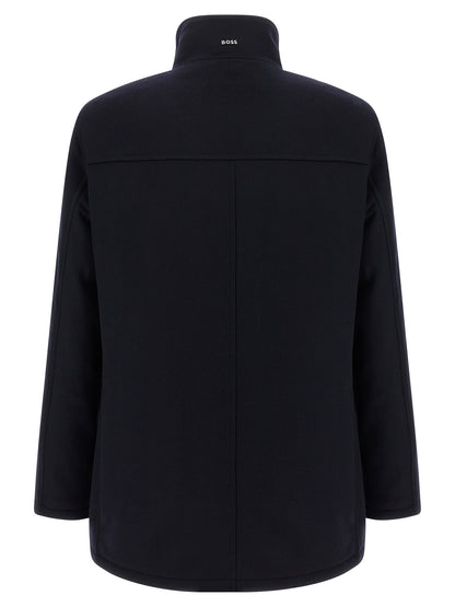 Vest by Hugo Boss for men in cashmere wool & nylon blue features an on trend silhouette, showcasing a sophisticated high-neck neckline and premium for a truly on trend finish.
