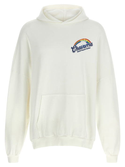 Sweatshirt Hoodie by WILLY CHAVARRIA for men in cotton white & print showcases a city-ready silhouette, artfully detailed with a signature hooded neckline and for a city-ready finish.