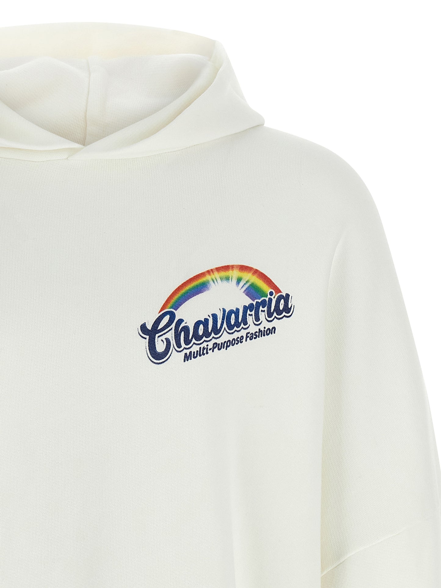Sweatshirt Hoodie by WILLY CHAVARRIA for men in cotton white & print features a slouchy chic silhouette, detailed with a slouchy chic and a signature hooded neckline for an elevated aesthetic.
