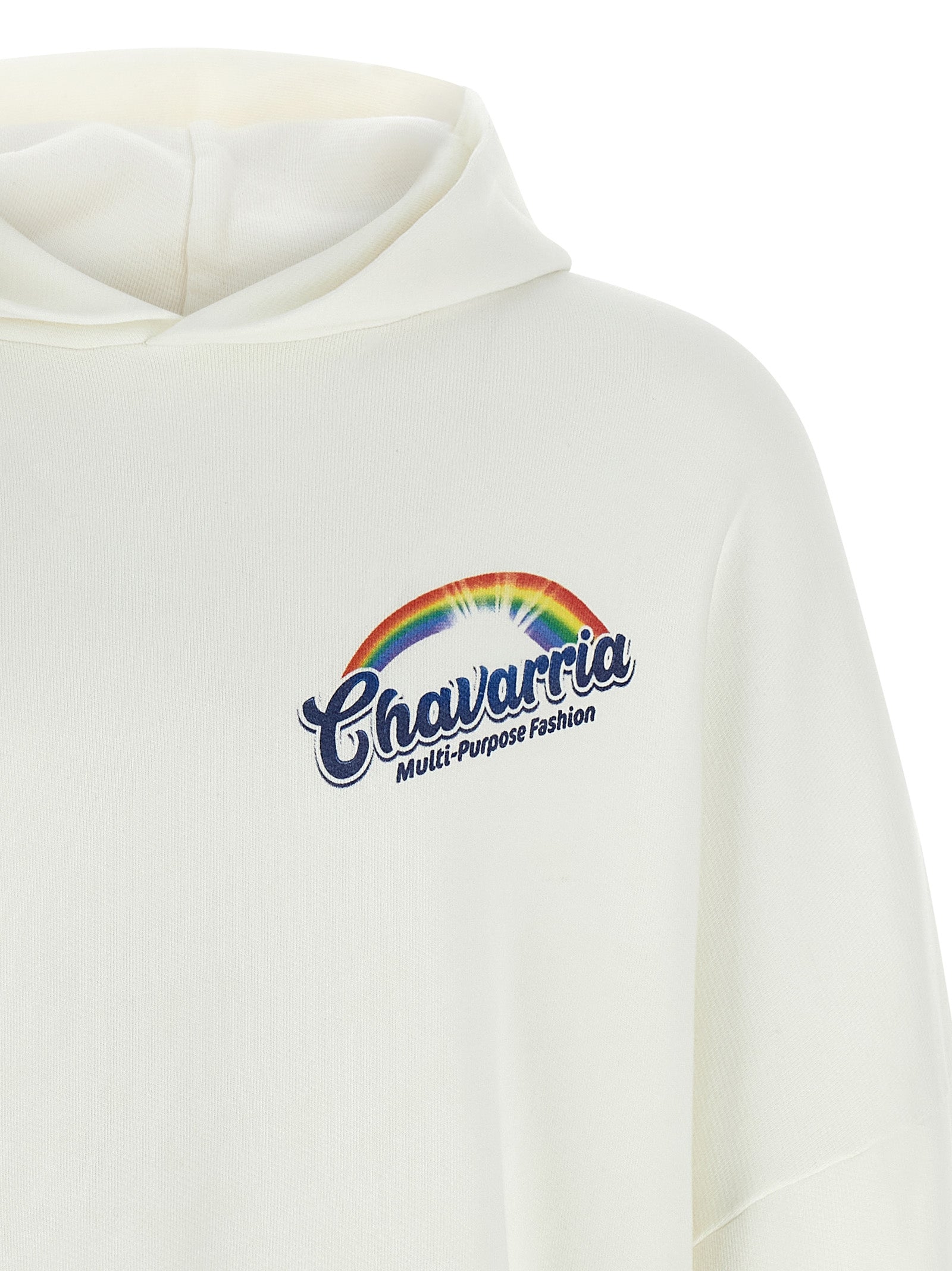 Sweatshirt Hoodie by WILLY CHAVARRIA for men in cotton white & print features a slouchy chic silhouette, detailed with a slouchy chic and a signature hooded neckline for an elevated aesthetic.