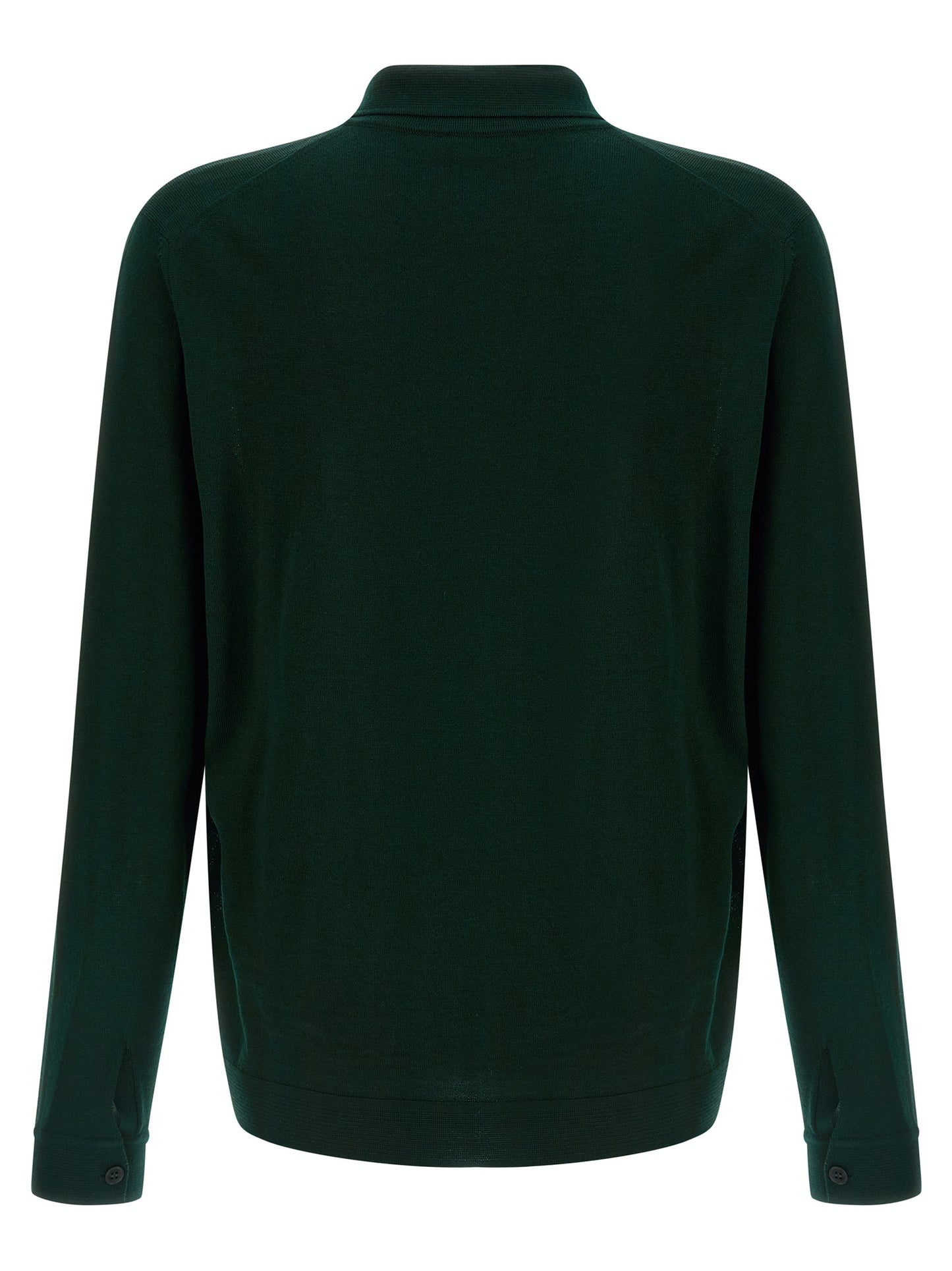 Cardigan by Roberto Collina for men in merino wool bicolour & green showcases a captivating silhouette, artfully detailed with a captivating and shirt-collar neckline for a truly sophisticated captivating look.