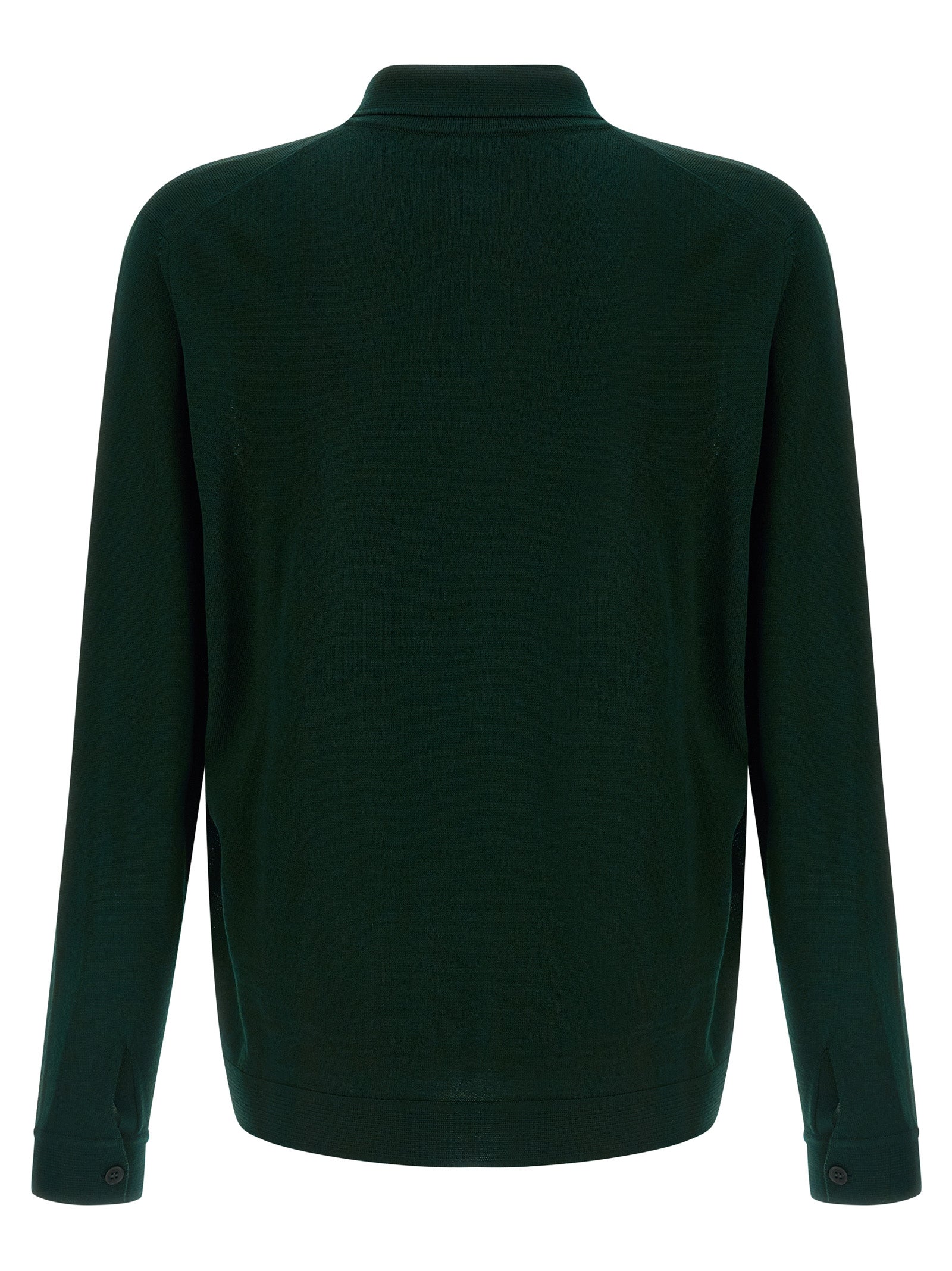 Cardigan by Roberto Collina for men in merino wool bicolour & green showcases a captivating silhouette, artfully detailed with a captivating and shirt-collar neckline for a truly sophisticated captivating look.