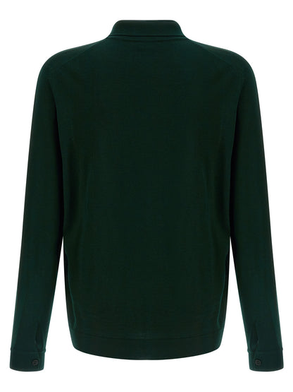 Cardigan by Roberto Collina for men in merino wool bicolour & green showcases a captivating silhouette, artfully detailed with a captivating and shirt-collar neckline for a truly sophisticated captivating look.