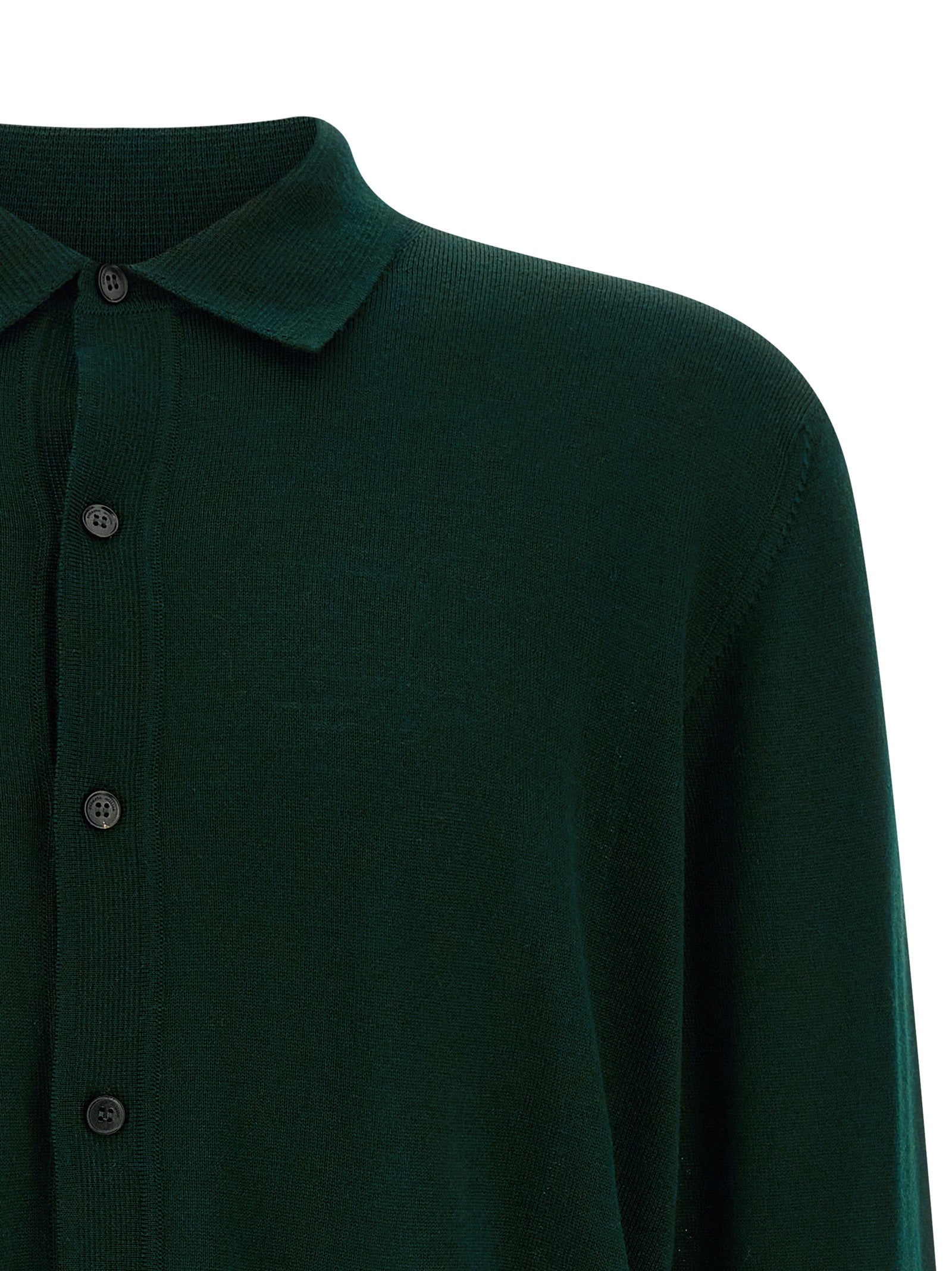 Cardigan by Roberto Collina for men in merino wool bicolour & green features a dramatic silhouette, showcasing a sophisticated shirt-collar neckline and dramatic detail for a timeless, premium look.
