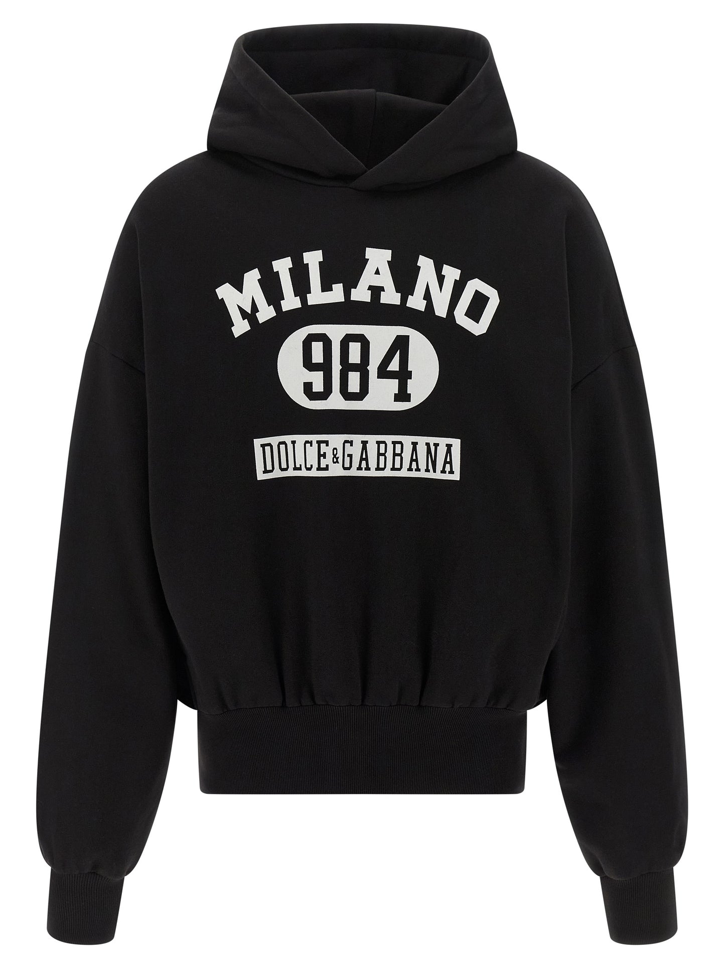 Sweatshirt Hoodie by Dolce & Gabbana for men in cotton bicolour, black, white & print features an luminous silhouette, showcasing a sophisticated hooded neckline and long-sleeve for a truly luminous look.