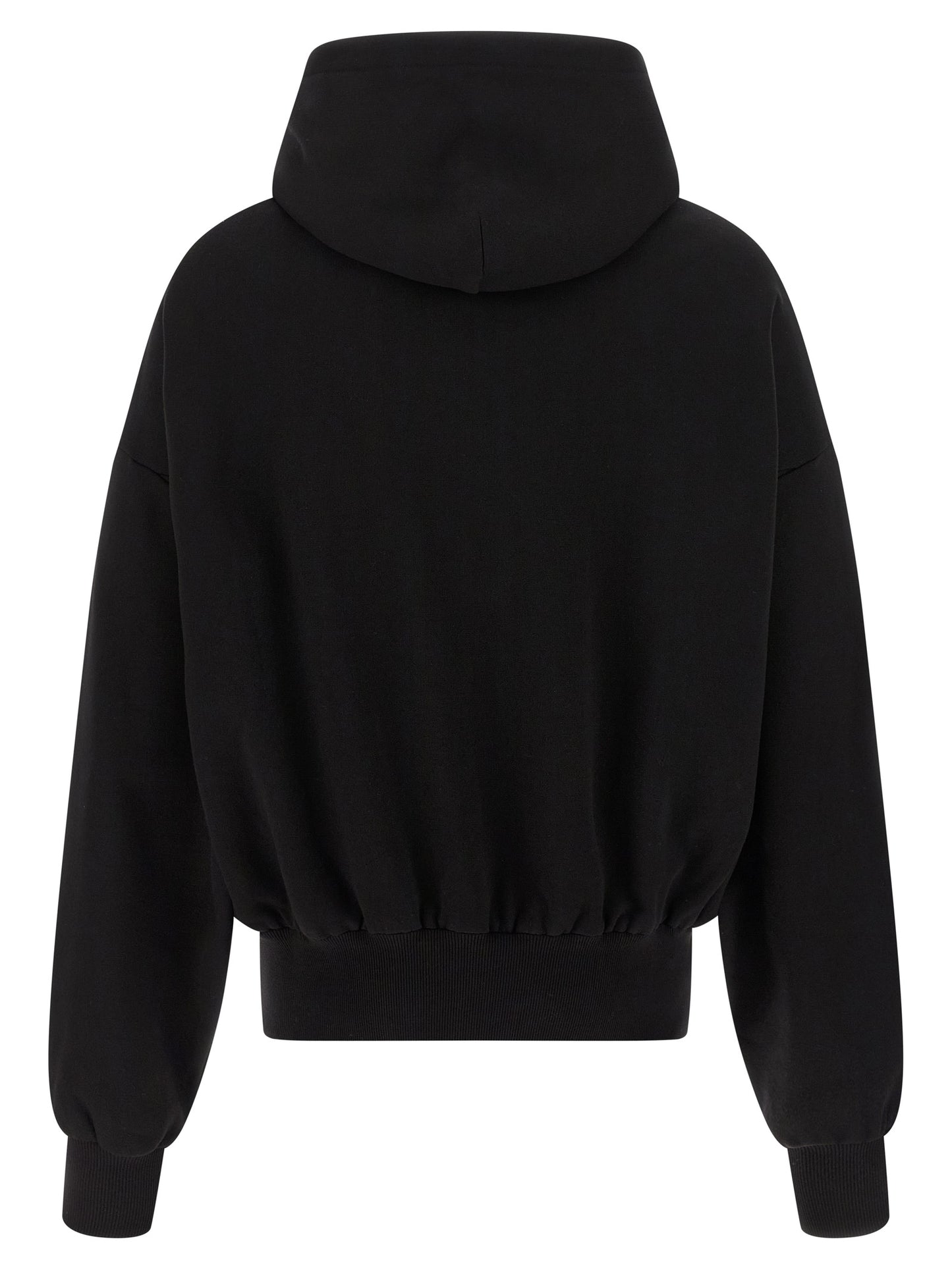 Sweatshirt Hoodie by Dolce & Gabbana for men in cotton bicolour, black, white & print features a slouchy chic silhouette, detailed with a slouchy chic and a signature hooded neckline for an elevated aesthetic.