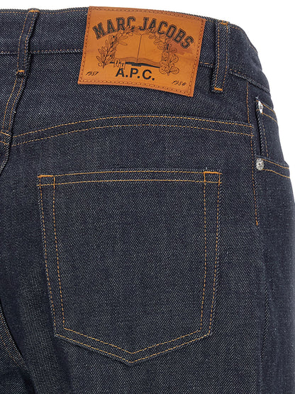 Jeans by A.P.C. for women in cotton denim blue features an sartorial straight-leg & wide and long with a cut for a sartorial finish.