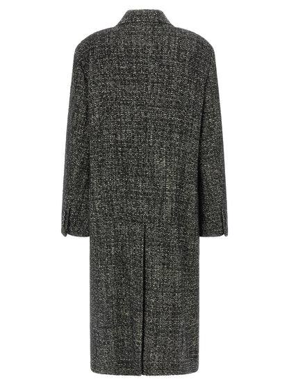 Trench Coat by Dolce & Gabbana for men in cashmere viscose bicolour, black & white presents an sculptural silhouette, artfully detailed with a sculptural lapel neckline and functional pockets for a truly sculptural finish.