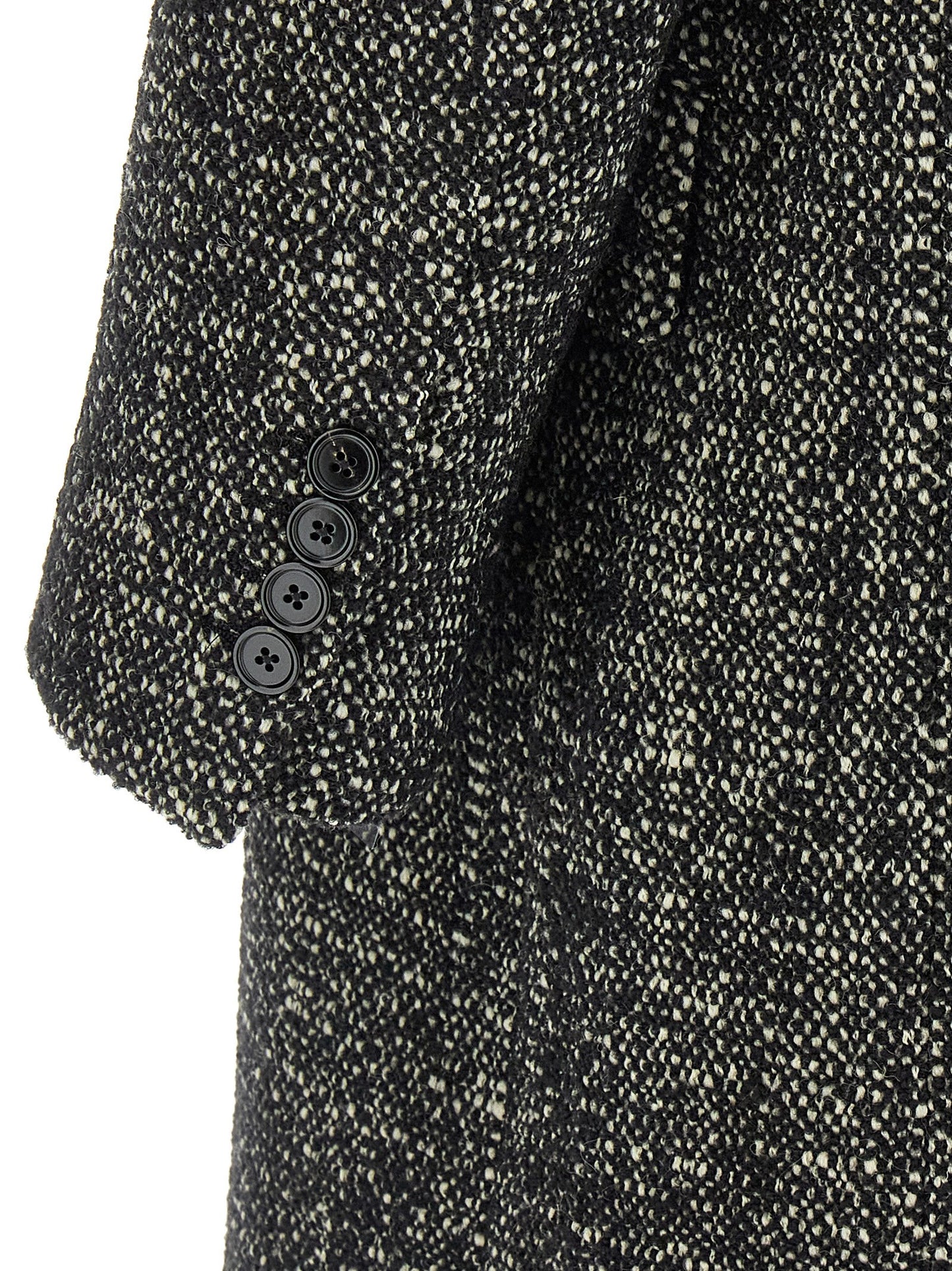 Trench Coat by Dolce & Gabbana for men in cashmere viscose bicolour, black & white features an dramatic silhouette, perfectly showcasing the elegant and sophisticated pockets for a truly dramatic aesthetic.