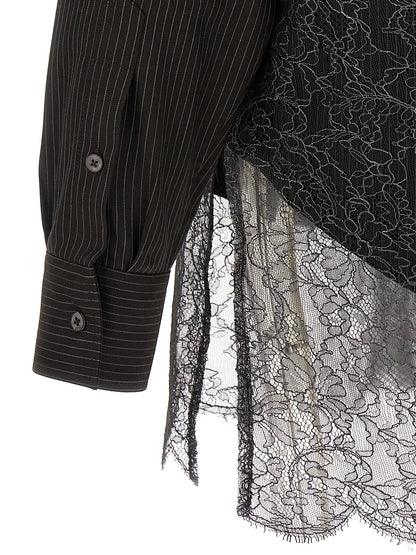 Shirt by Fendi for men in virgin wool brown, patterned & pinstripe showcases a sublime silhouette, artfully detailed with a sublime and for a sophisticated, sublime finish.