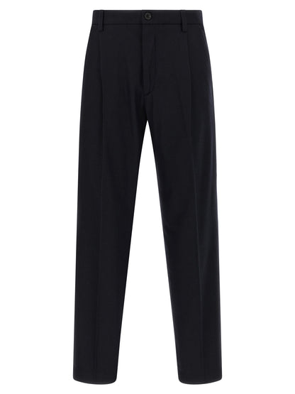 Casual Pants by Department 5 for men in polyamide & cashmere blue presents a tailored silhouette, showcasing a tailored straight-leg and long cut with a refined for a truly tailored aesthetic.