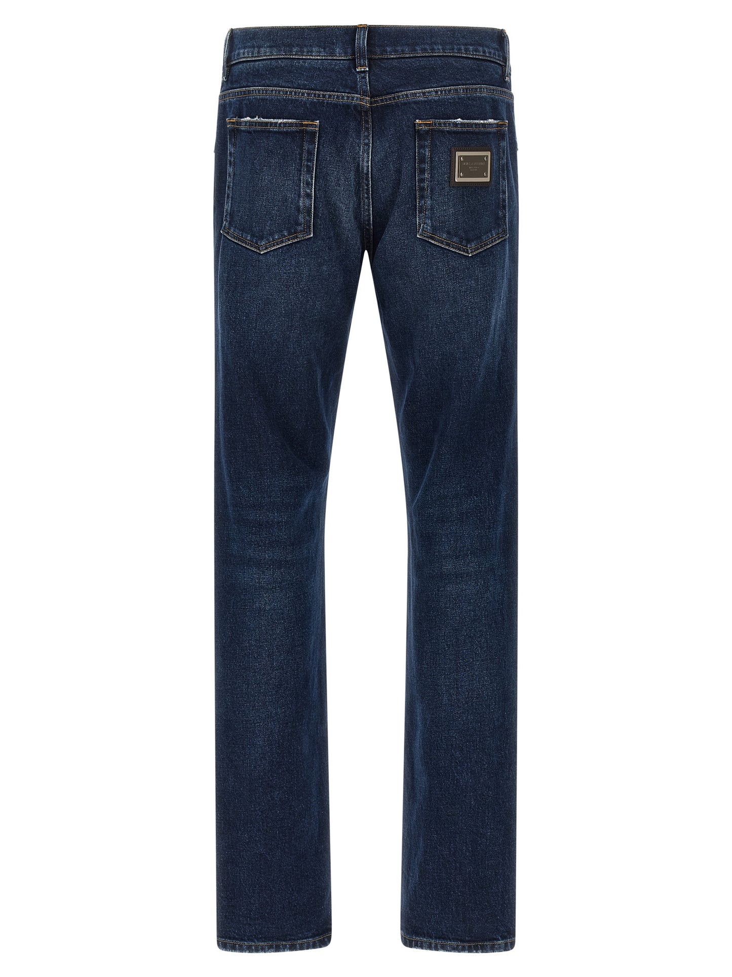 Jeans by Dolce & Gabbana for men in denim cotton blue features an refined tailoring silhouette, showcasing a premium straight-leg with a low rise and long cut for a refined tailoring look.