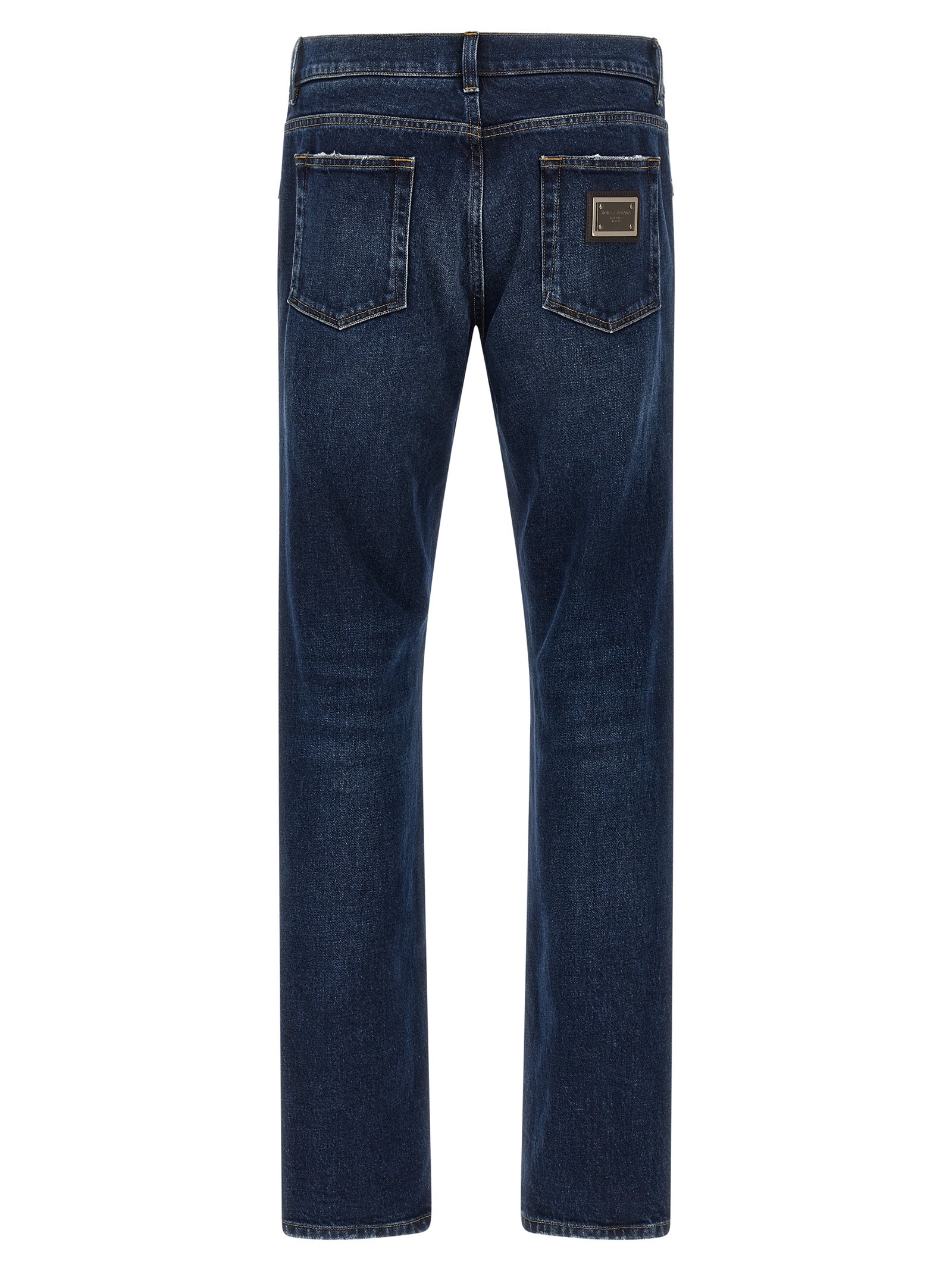 Jeans by Dolce & Gabbana for men in denim cotton blue features an refined tailoring silhouette, showcasing a premium straight-leg with a low rise and long cut for a refined tailoring look.