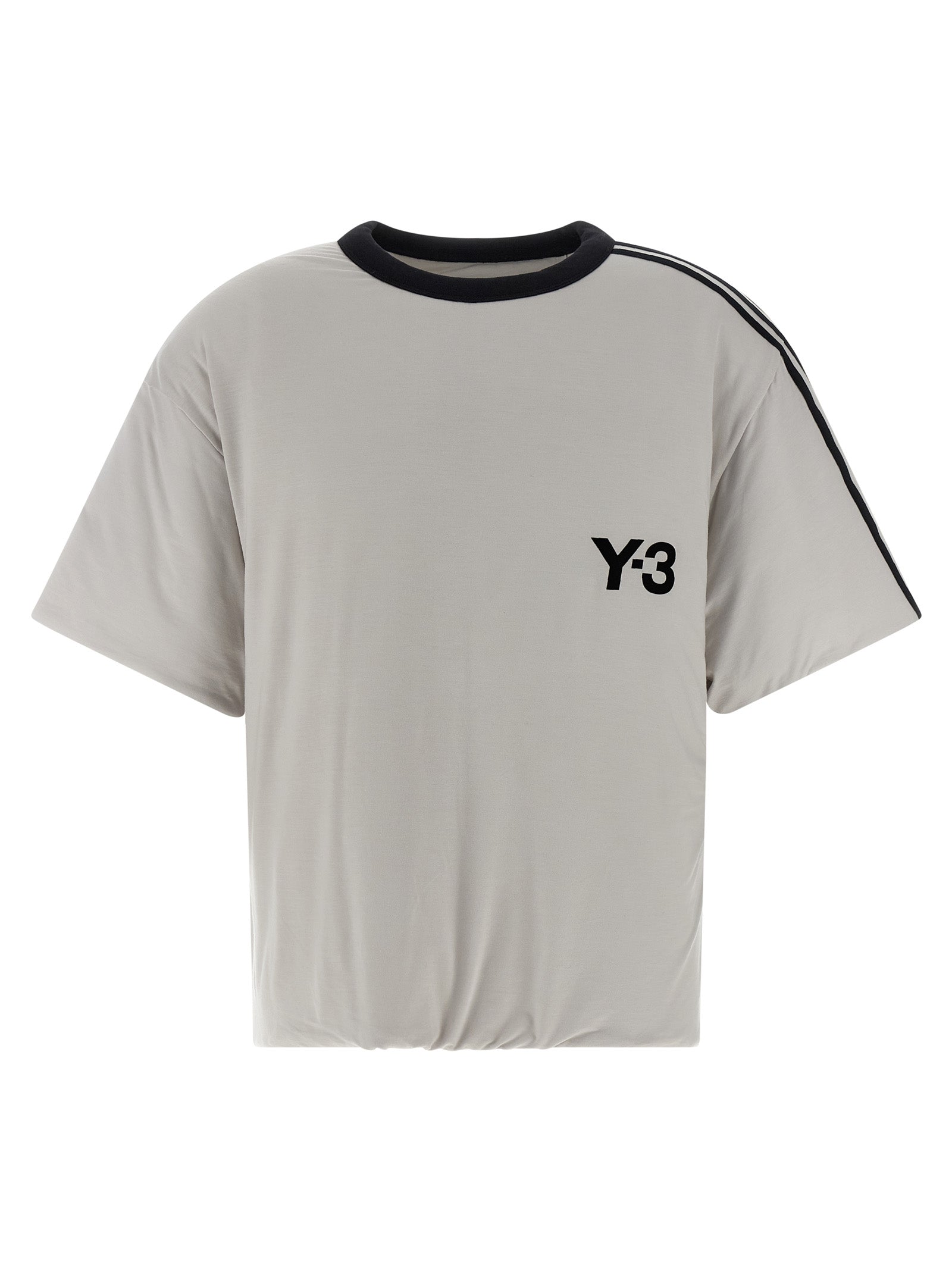 T-Shirt by Y-3 for men in lyocell & silicone gray features an on trend silhouette, perfectly showcasing a on trend short-sleeve and crew neckline for an elevated aesthetic.