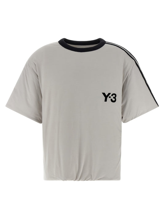 T-Shirt by Y-3 for men in lyocell & silicone gray features an on trend silhouette, perfectly showcasing a on trend short-sleeve and crew neckline for an elevated aesthetic.
