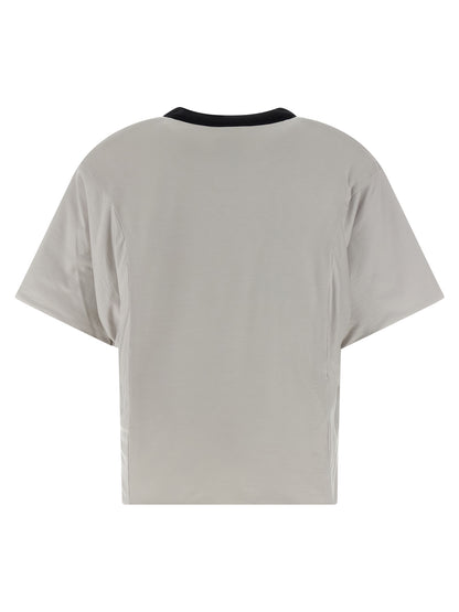 T-Shirt by Y-3 for men in lyocell & silicone gray showcases a dramatic silhouette, elegantly detailed with a dramatic crew neckline and for a truly dramatic finish.