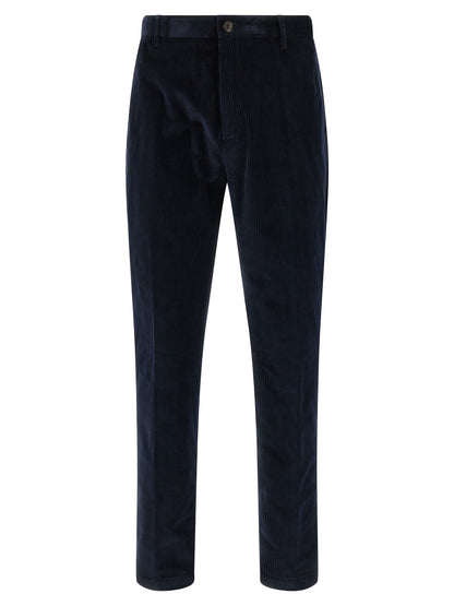 Casual Pants by Department 5 for men in stretch cotton corduroy blue presents a tailored silhouette, showcasing a tailored and long cut with a refined for a truly tailored aesthetic.
