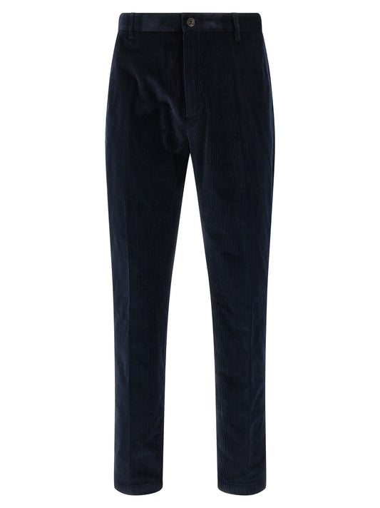 Casual Pants by Department 5 for men in stretch cotton corduroy blue presents a tailored silhouette, showcasing a tailored and long cut with a refined for a truly tailored aesthetic.