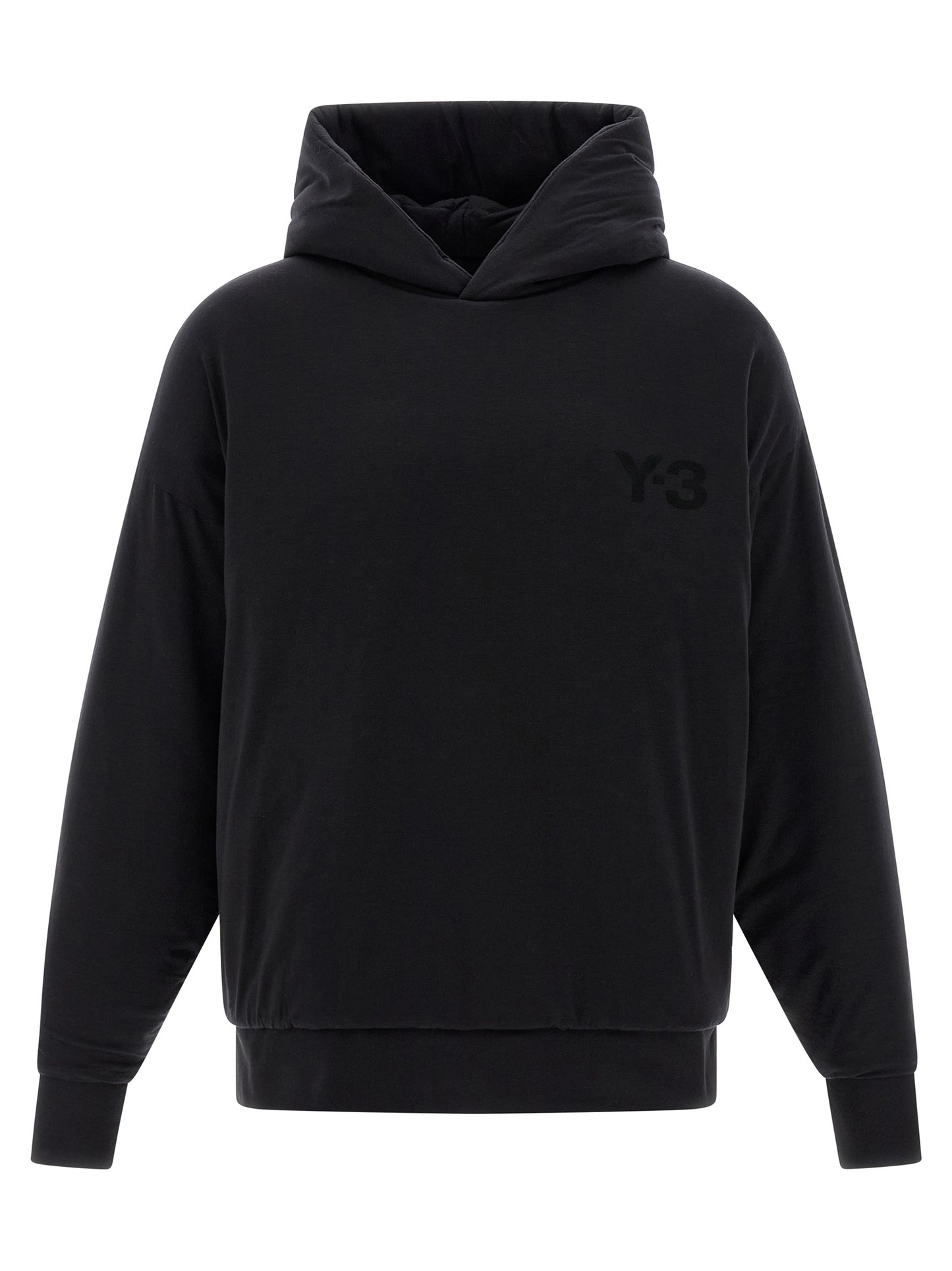 Sweatshirt Hoodie by Y-3 for men in lyocell black features a slouchy chic silhouette, detailed with a slouchy chic long-sleeve and a signature hooded neckline for an elevated aesthetic.