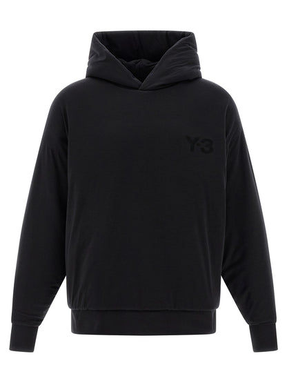 Sweatshirt Hoodie by Y-3 for men in lyocell black features a slouchy chic silhouette, detailed with a slouchy chic long-sleeve and a signature hooded neckline for an elevated aesthetic.
