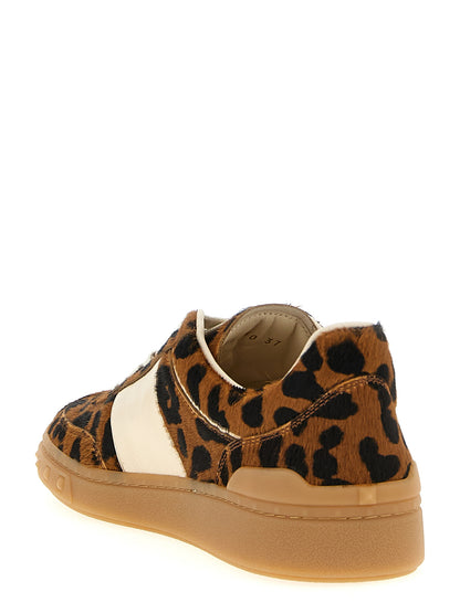 Sneakers by Valentino Garavani for women in calfskin leather animal, brown, signature & print features an versatile design from the Pony V Logo Women's Low Top Calfskin Leather Sneakers collection, highlighting a versatile low-top style for a premium, high-fashion look.