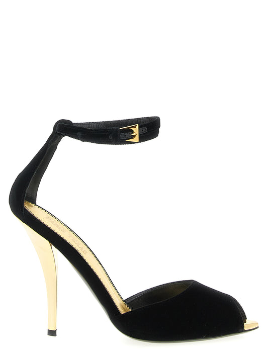 Stiletto Ankle Strap Sandals by Paris Texas for women in viscose cupro velvet black features an architectural design from the Women's Viscose Cupro Velvet Stiletto Ankle Strap Sandals collection, defined by a architectural stiletto and for a architectural finish.
