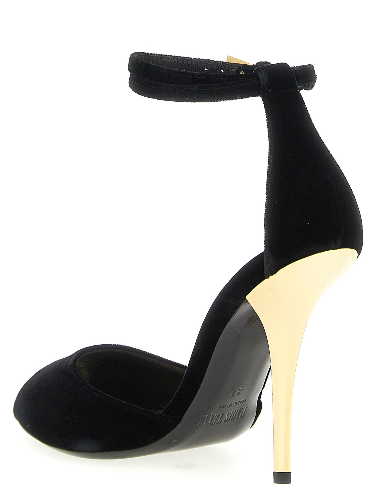 Stiletto Ankle Strap Sandals by Paris Texas for women in viscose cupro velvet black features an effortlessly chic silhouette from the Women's Viscose Cupro Velvet Stiletto Ankle Strap Sandals collection, showcasing a effortlessly chic stiletto and elegant .