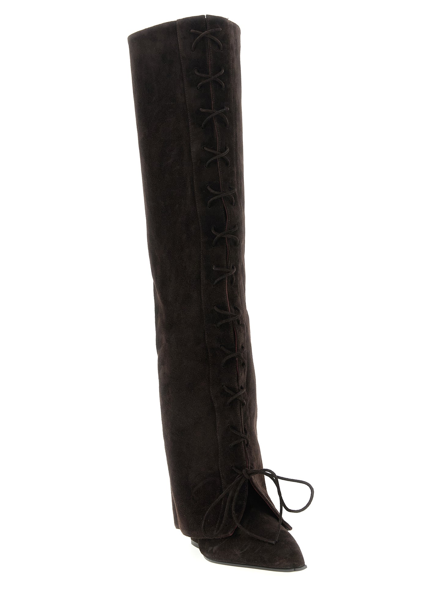 Lace-Up Over-The-Knee Boots by Paris Texas for women in calfskin leather brown features an enchanting design from the Women's Calfskin Leather Lace-Up Over-The-Knee Boots collection, highlighting a enchanting and for a refined look.