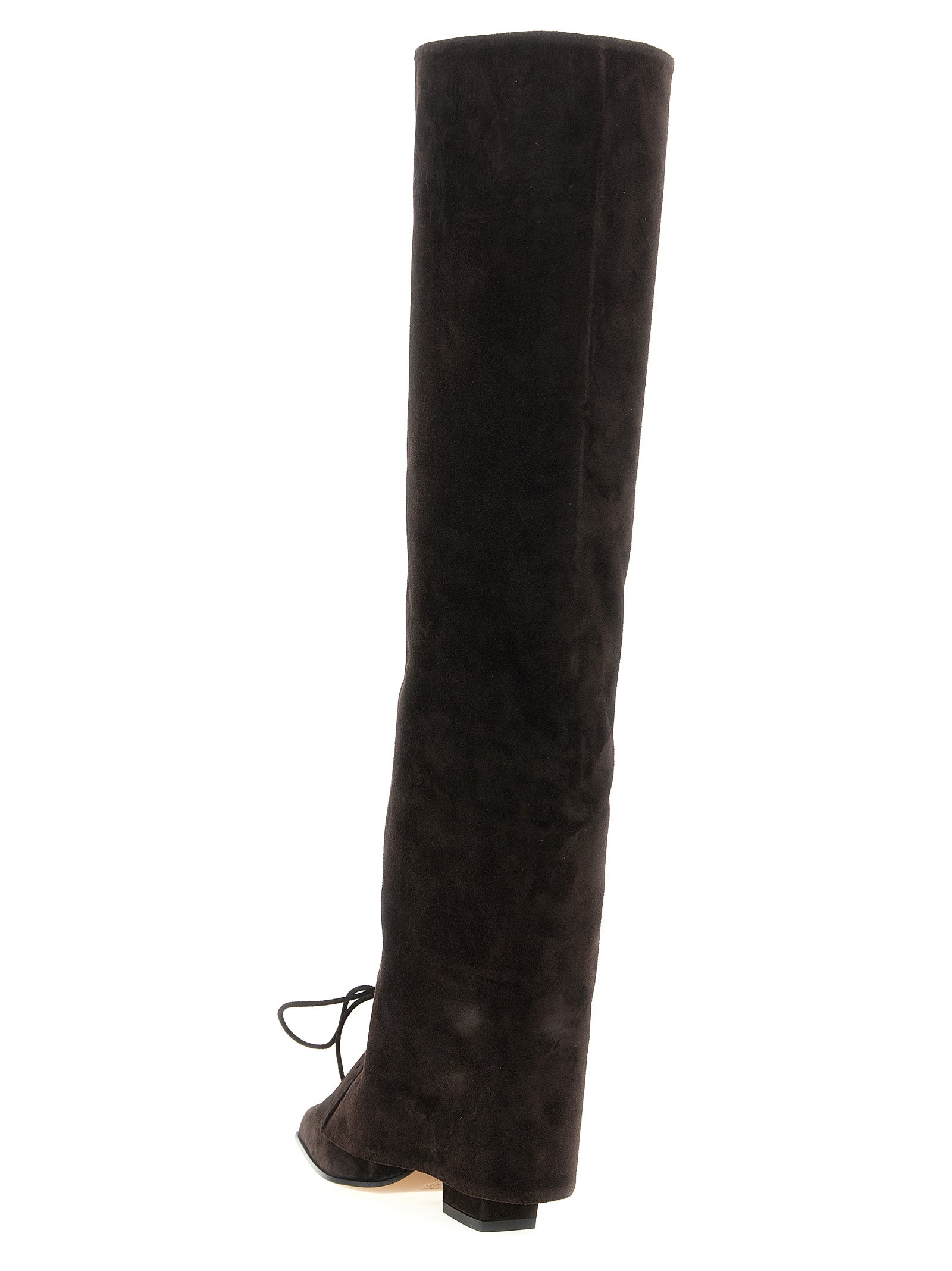 Lace-Up Over-The-Knee Boots by Paris Texas for women in calfskin leather brown features an dynamic silhouette, showcasing the dynamic Women's Calfskin Leather Lace-Up Over-The-Knee Boots design with its distinctive and elegant .