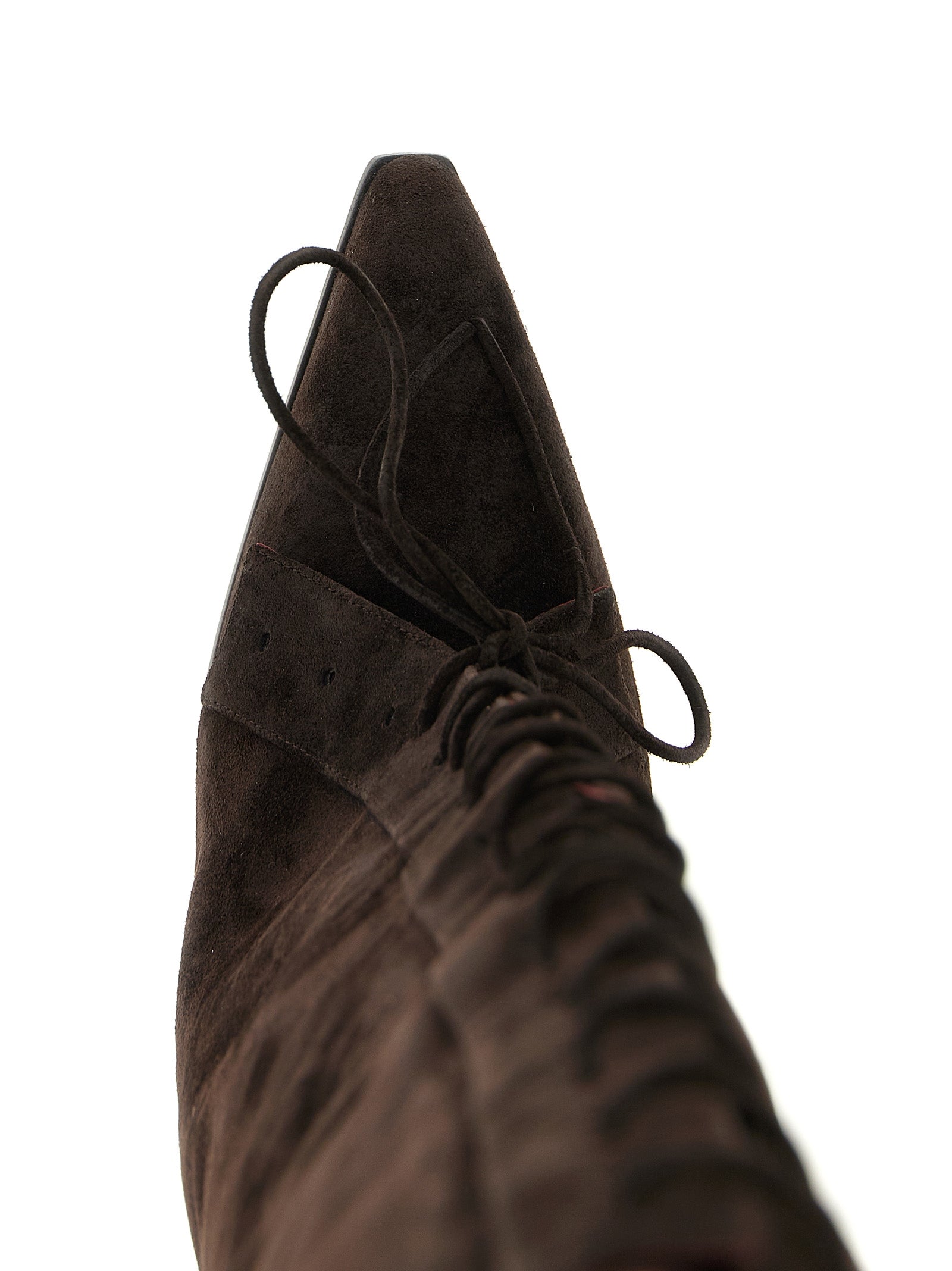 Lace-Up Over-The-Knee Boots by Paris Texas for women in calfskin leather brown features an high-performance silhouette, showcasing the sophisticated design of the Women's Calfskin Leather Lace-Up Over-The-Knee Boots with a and a refined .