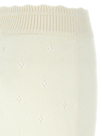 Skirt by Chloé for women in cashmere white, patterned & jacquard features a sublime silhouette, showcasing the sublime design of the Women's Cashmere Mini Long Skirt in a sophisticated mini long.