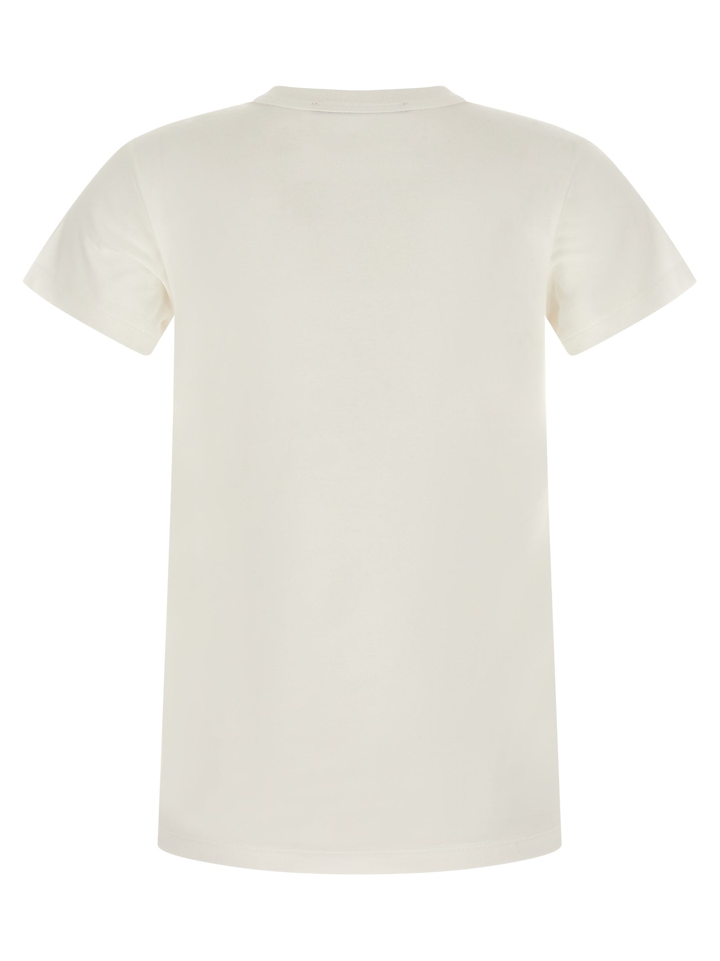 T-Shirt by Valentino Garavani for women in cotton white & print showcases a unassuming silhouette, artfully detailed with a refined crew neckline and unassuming for a sophisticated, contemporary look.