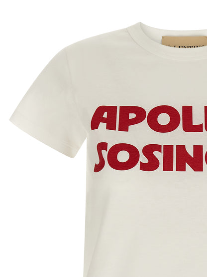 T-Shirt by Valentino Garavani for women in cotton white & print showcases a dramatic silhouette, elegantly detailed with a dramatic crew neckline and for a truly dramatic finish.