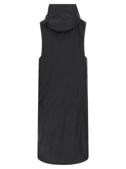 DRKSHDW Women's Padded Nylon Cotton Hooded Vest - Black