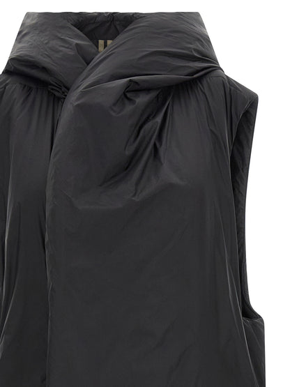 DRKSHDW Women's Padded Nylon Cotton Hooded Vest - Black