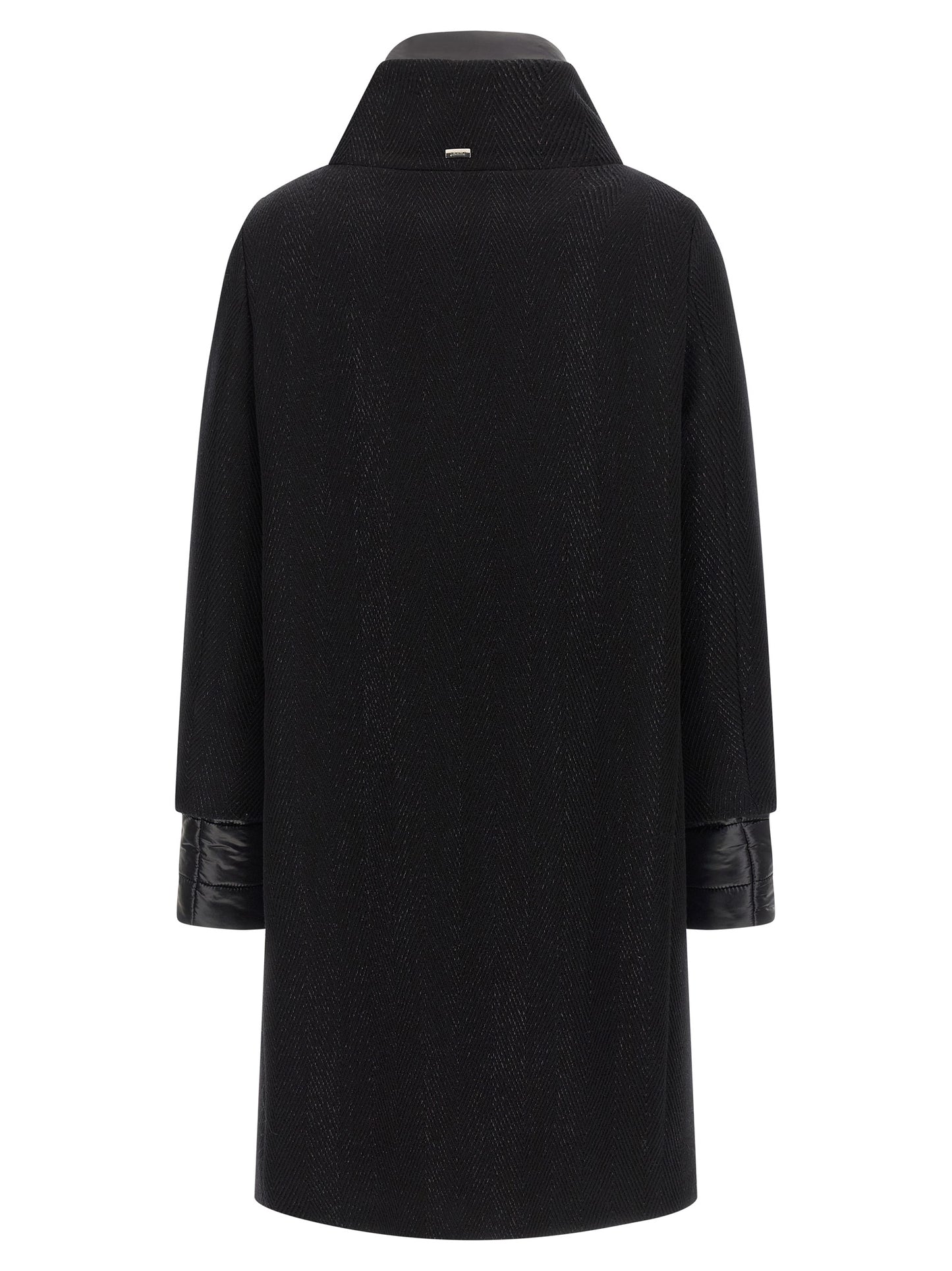 Overcoat by Herno for women in nylon polyester & goose-down black features an satoral silhouette, showcasing a sophisticated high-neck neckline and satoral insulated for a premium, timeless look.
