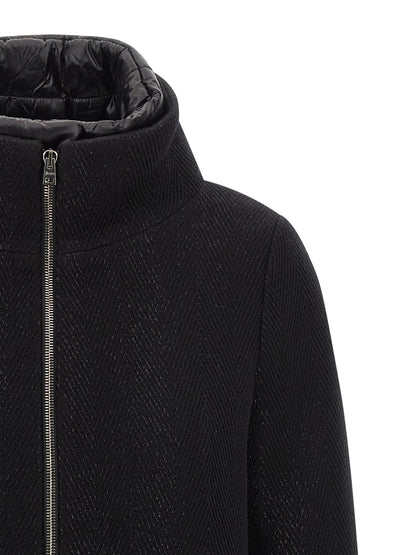 Overcoat by Herno for women in nylon polyester & goose-down black features a cosy chic silhouette, artfully detailed with a sophisticated high-neck neckline and premium insulated for a cosy chic finish.