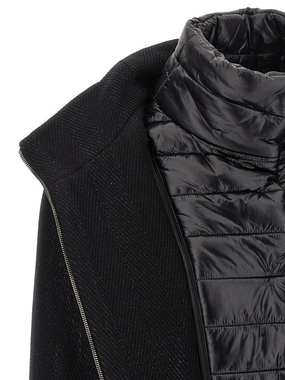 Overcoat by Herno for women in nylon polyester & goose-down black features an voluminous silhouette, showcasing distinct insulated and a voluminous for a truly voluminous aesthetic.