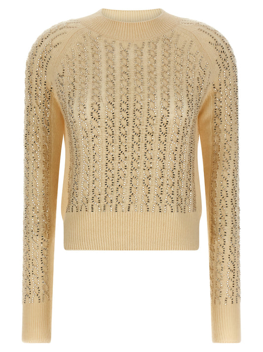 Ermanno Scervino Women's Crew Neck Cashmere Virgin Wool Cardigan - Beige Patterned