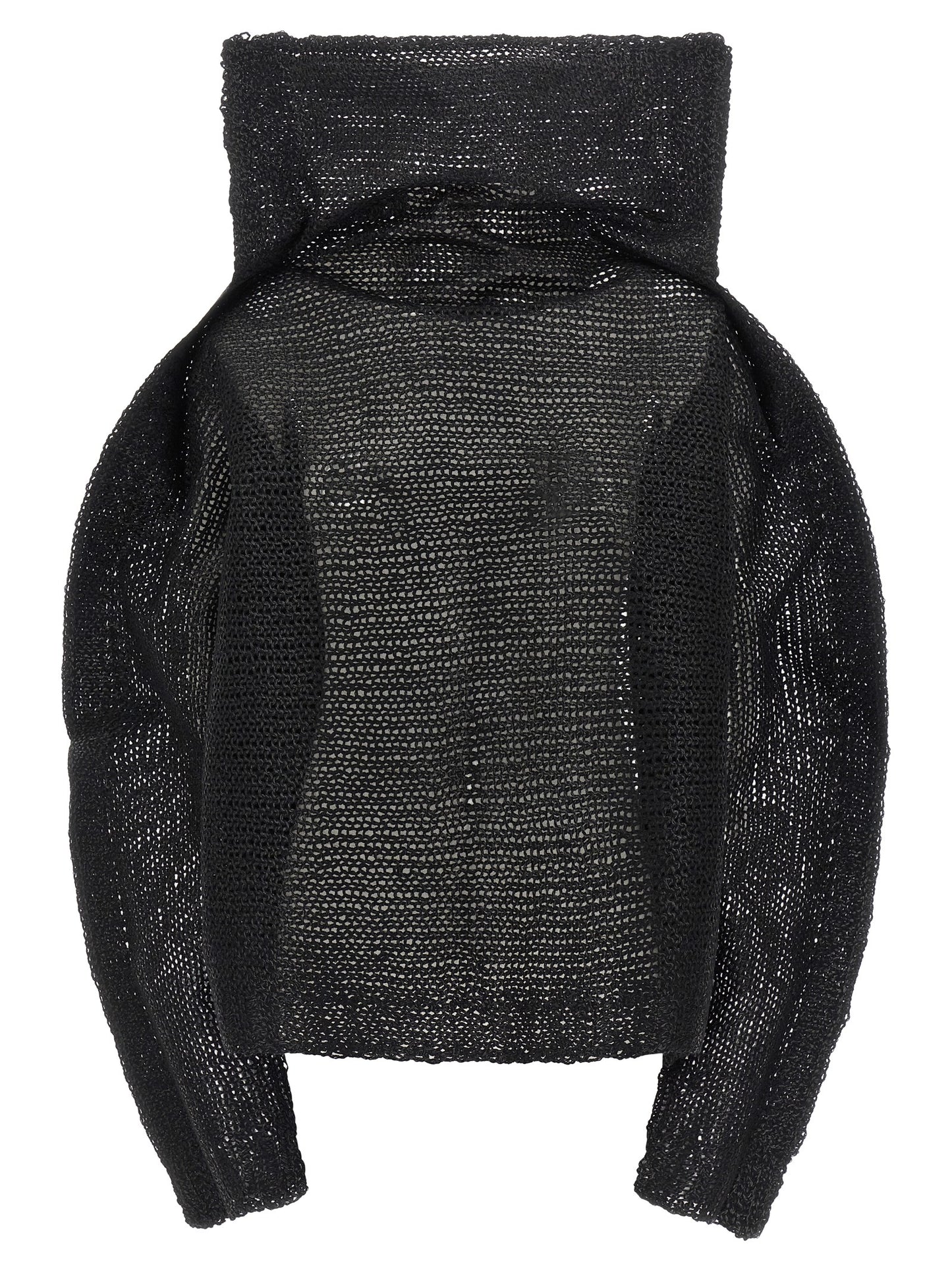 Sweatshirt by Issey Miyake for women in alpaca wool & polyester black showcases a slouchy chic silhouette, artfully detailed with a slouchy chic and long-sleeve for a slouchy chic finish.