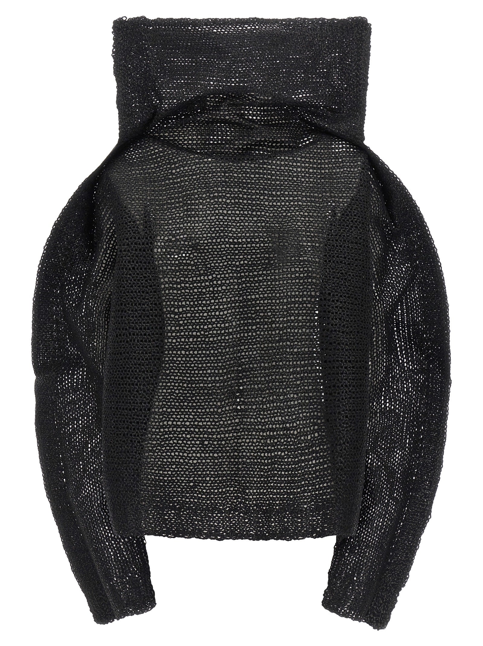 Sweatshirt by Issey Miyake for women in alpaca wool & polyester black showcases a slouchy chic silhouette, artfully detailed with a slouchy chic and long-sleeve for a slouchy chic finish.