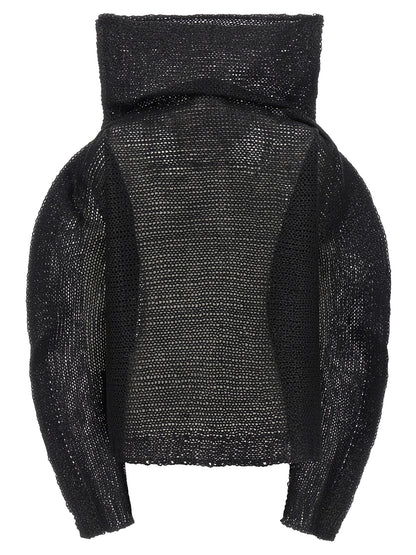 Sweatshirt by Issey Miyake for women in alpaca wool & polyester black presents a smart casual silhouette, featuring a smart casual and for a sophisticated look.