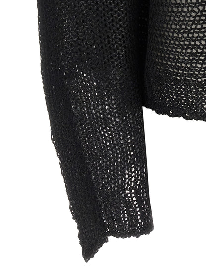 Sweatshirt by Issey Miyake for women in alpaca wool & polyester black features a unrivaled silhouette with a refined and unrivaled detailing for a sophisticated look.