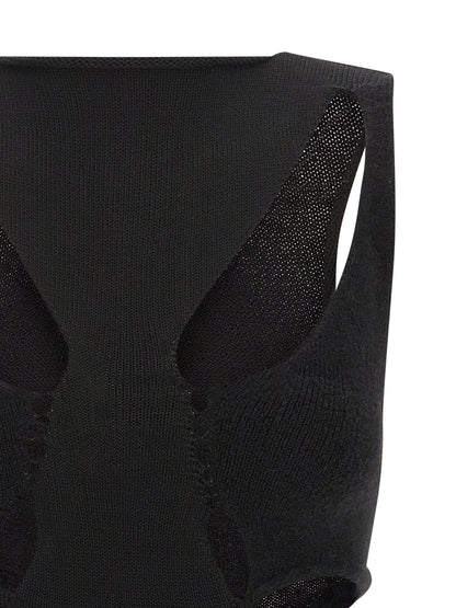 Tank Top by Rick Owens for women in wool black showcases a perennial silhouette, artfully detailed with a design and a perennial .
