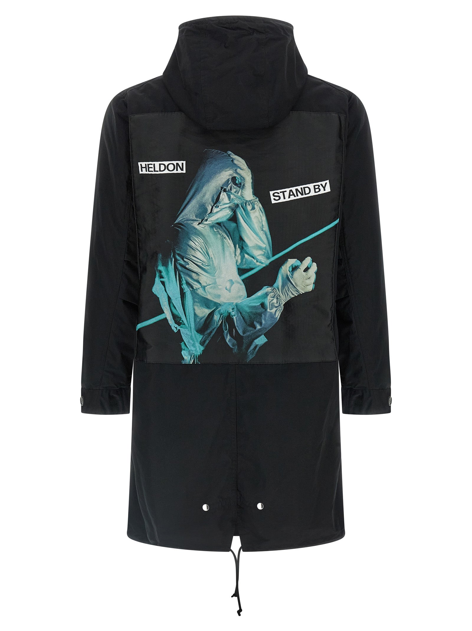 Hooded Parka by Undercover for men in nylon cotton black features a stylish silhouette, meticulously detailed with a sophisticated hooded high-neck neckline and functional pockets & hooded for a stylish finish.